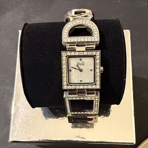 D&G Women's Silver Watch with Crystal Detailing